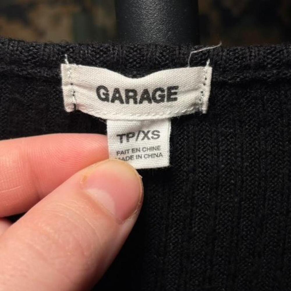 GARAGE Women's XS Black Ribbed Crop Top Casual Knit - Picture 2 of 8